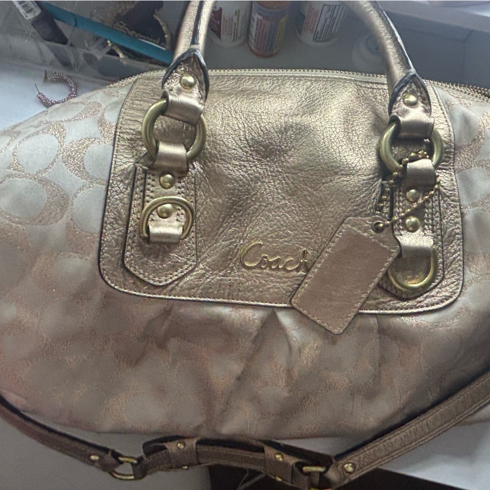 Coach Metallic Gold Signature Tote